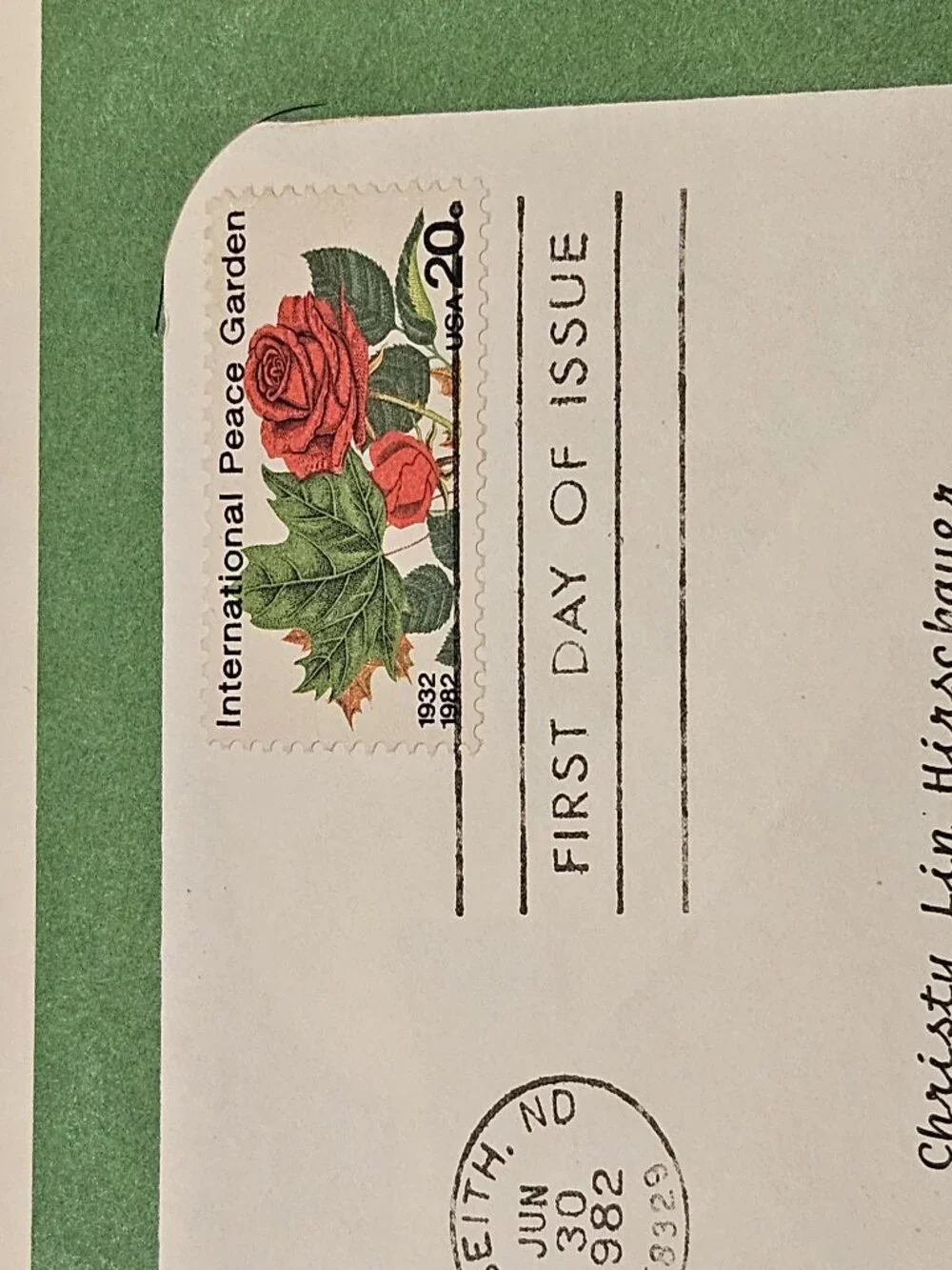 RARE COLLECTIBLE USPS 1ST DAY ISSUE COVER INTERNATIONAL PEACE GARDEN STAMP FDC